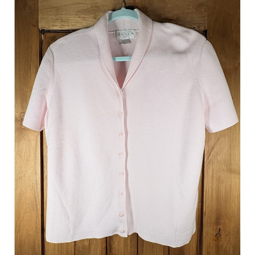 Casual Corner ANNEX Petite Pink Button front Sweater Sz Small feminine y2k